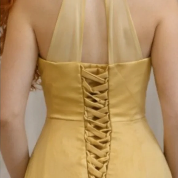 NWOT Gold Champagne Women’s Formal Military Kentucky Derby Wedding Gale Gown 10 - Picture 10 of 10